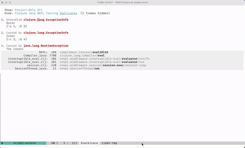 Inspect the exceptions and ex-data