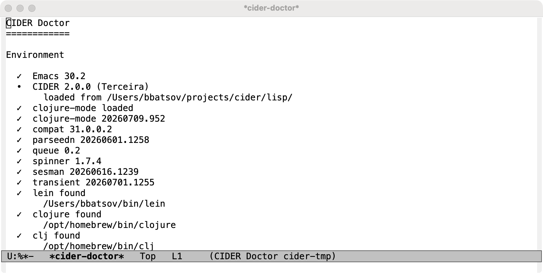 A cider-doctor report