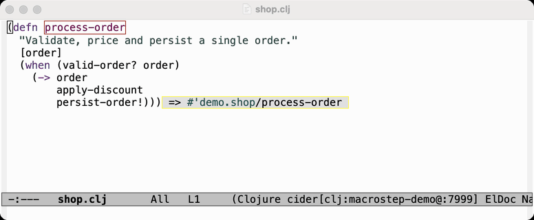 A debugger session: stepping through a function with value overlays