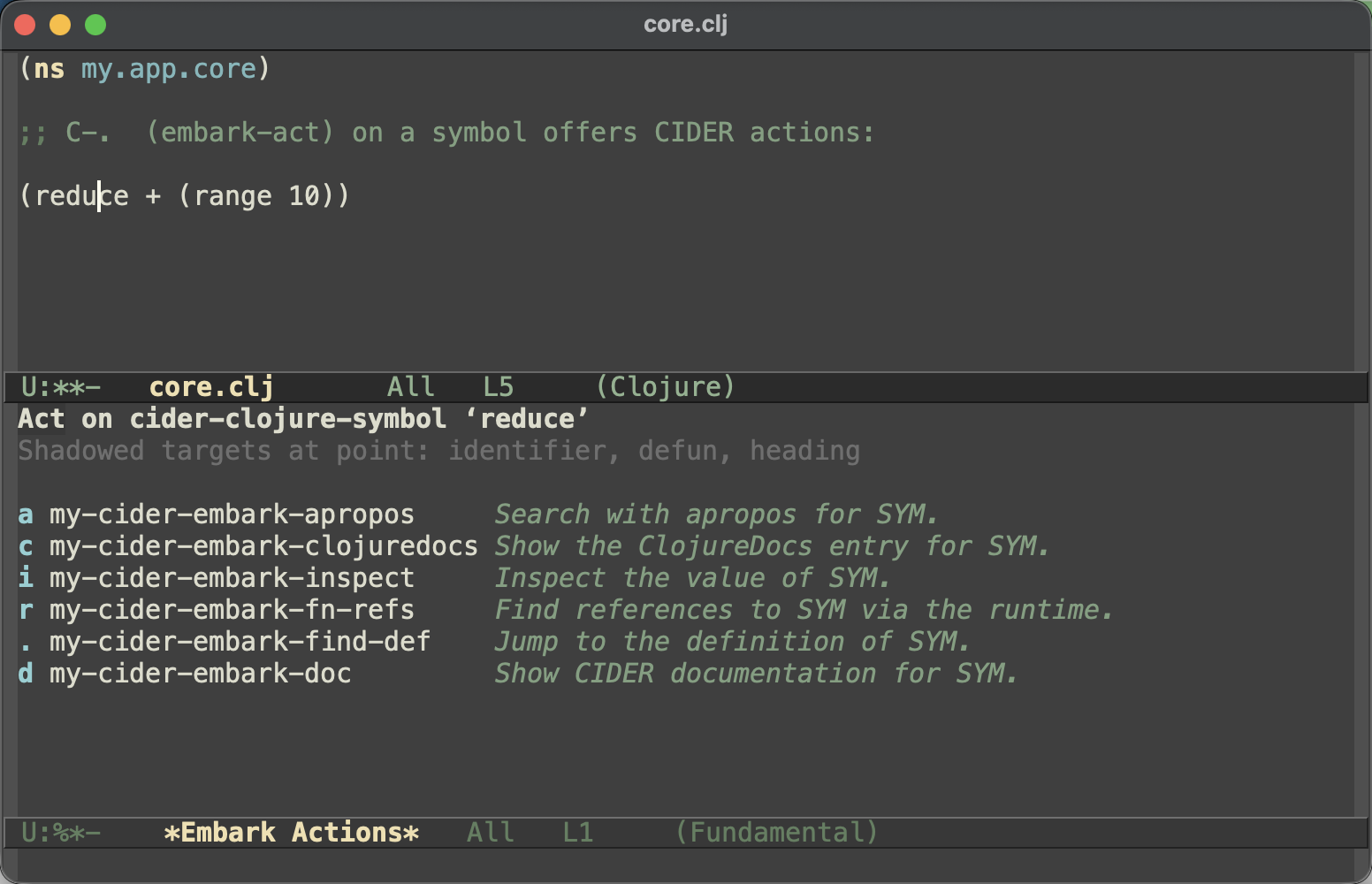 CIDER actions in Embark