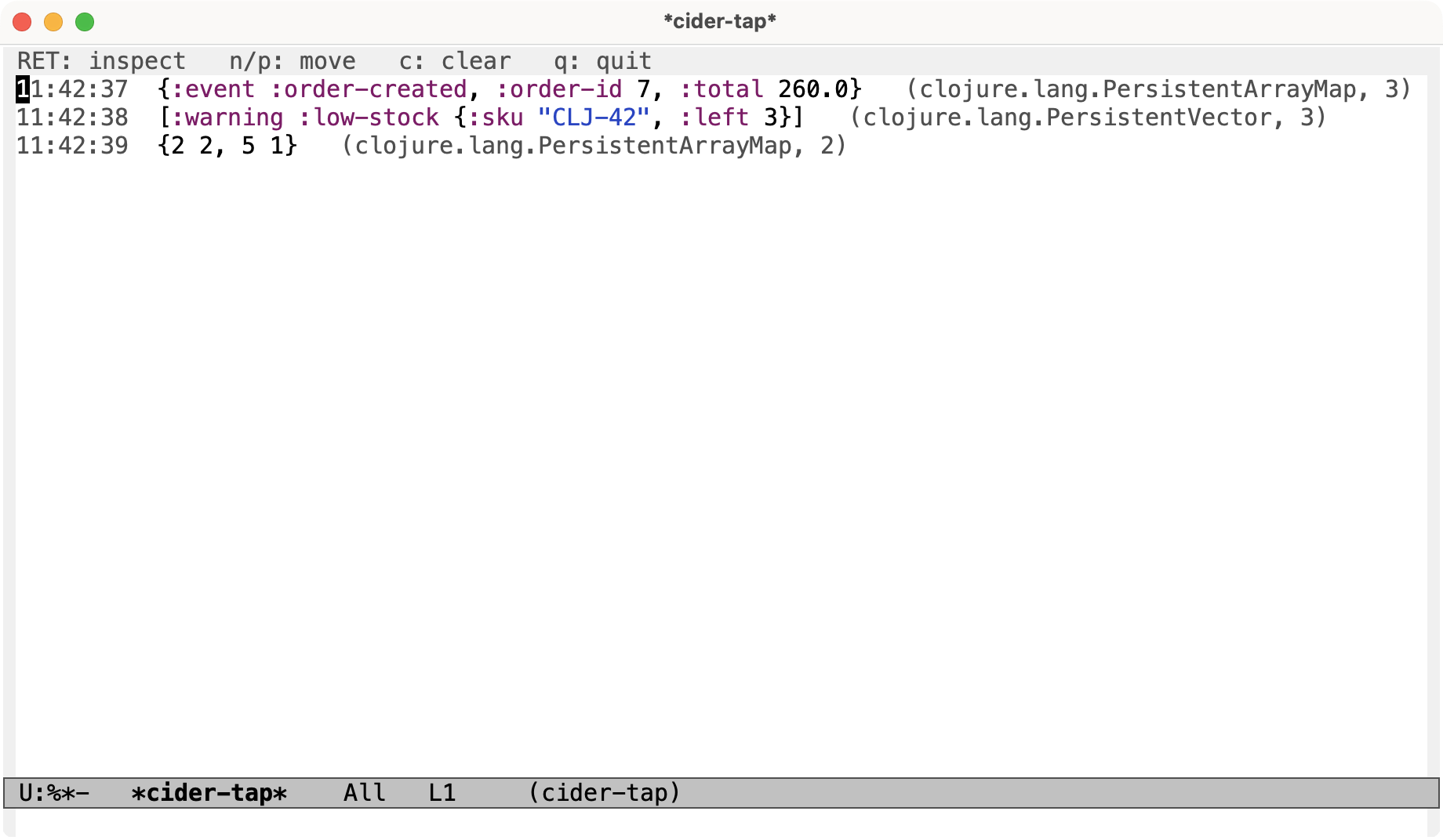 The cider-tap buffer streaming tapped values